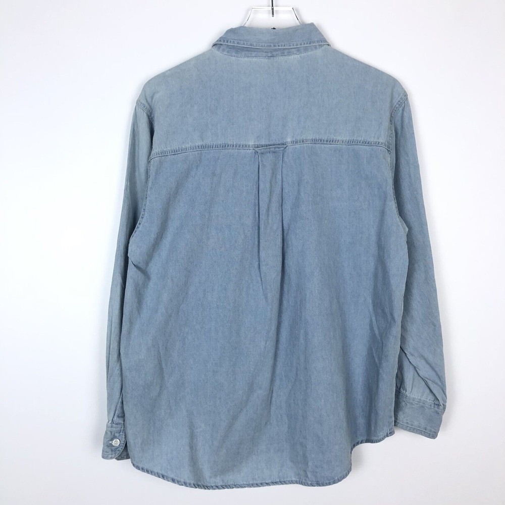 Vintage Denim Button Front Shirt Sun Moon Stars Applique Patches Rhinestones M - Picture 2 of 6